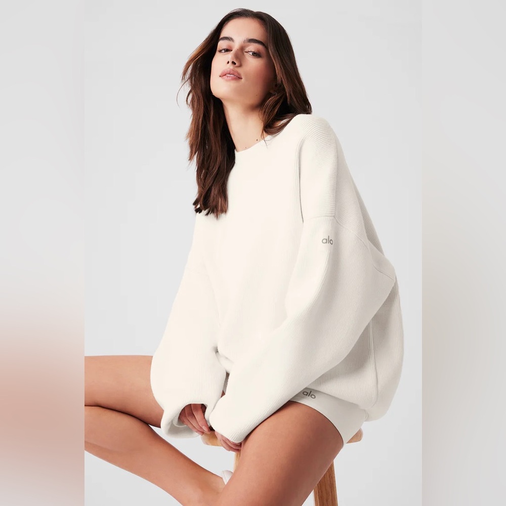 ALO Yoga: Scholar Crew Neck Sweater - Ivory